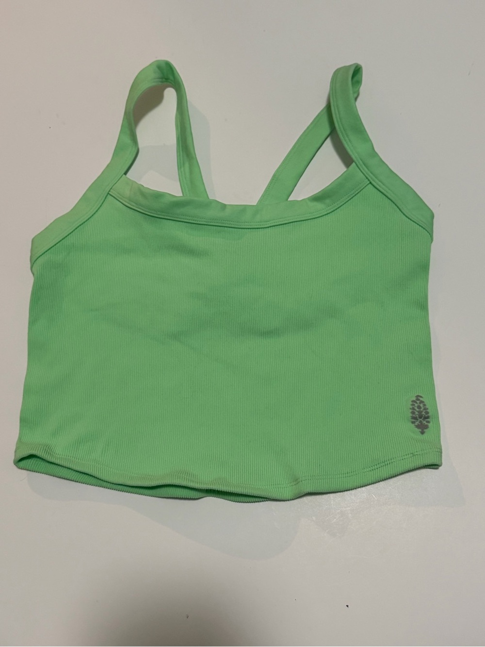 Free Movement  Green Ribbed Crop Tank Top